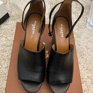 Coach Edita Pebble Grain Leather Wedge